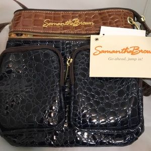 Samatha Brown Square Crossbody Navy Blue Wristlet